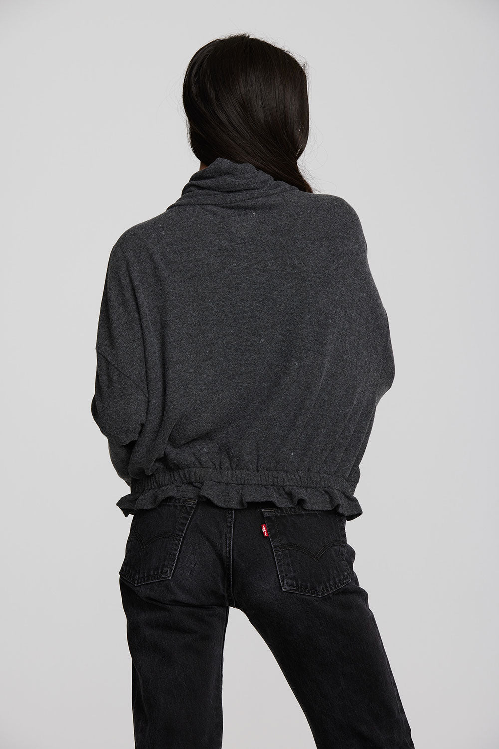 Recycled Bliss Knit Cropped Pullover with Elastic Waist & Sleeve Womens chaserbrand