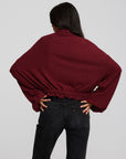 Recycled Bliss Knit Cropped Pullover with Elastic Waist & Sleeve Womens chaserbrand