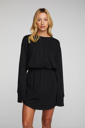 Cotton Jersey Mini Dress with Wide Sleeves Womens chaserbrand