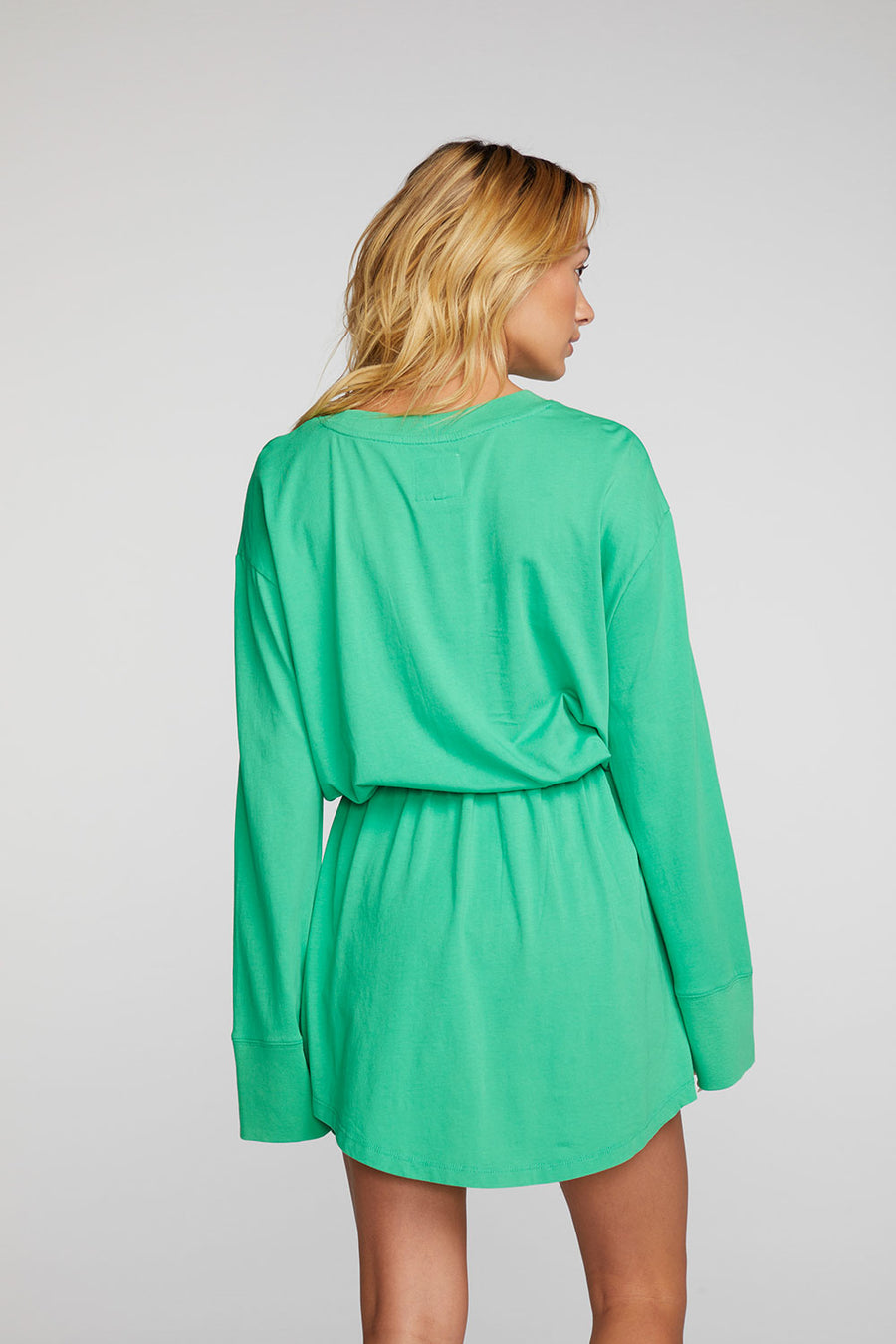 Cotton Jersey Mini Dress with Wide Sleeves Womens chaserbrand
