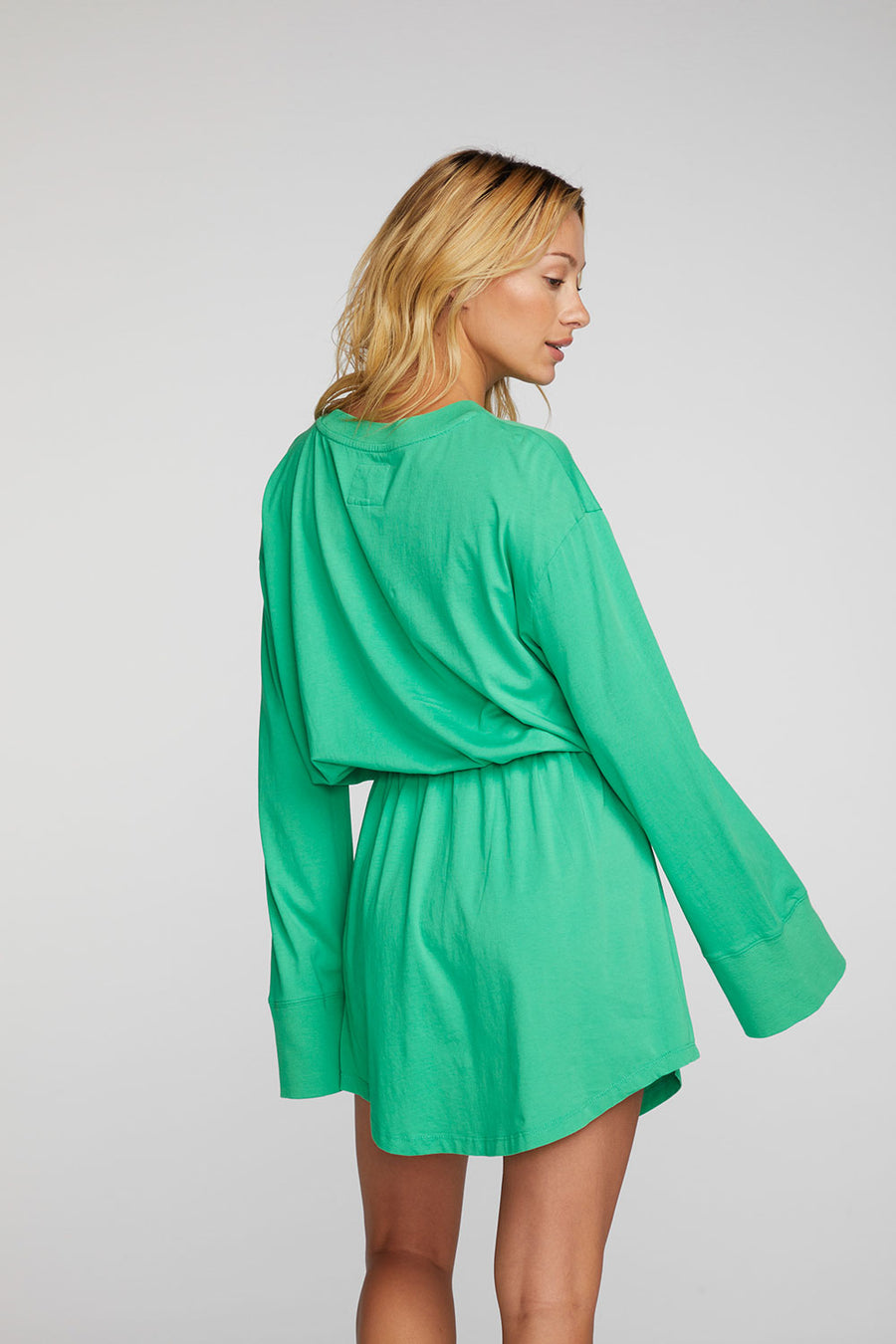 Cotton Jersey Mini Dress with Wide Sleeves Womens chaserbrand