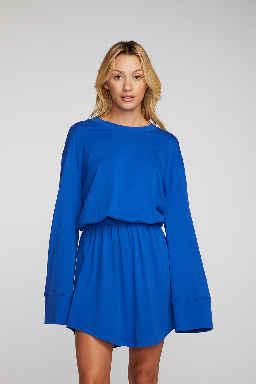 Cotton Jersey Mini Dress with Wide Sleeves Womens chaserbrand