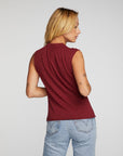 Gauze Jersey Snap Down Tank with Shirring Womens chaserbrand