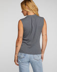 Gauze Jersey Snap Down Tank with Shirring Womens chaserbrand