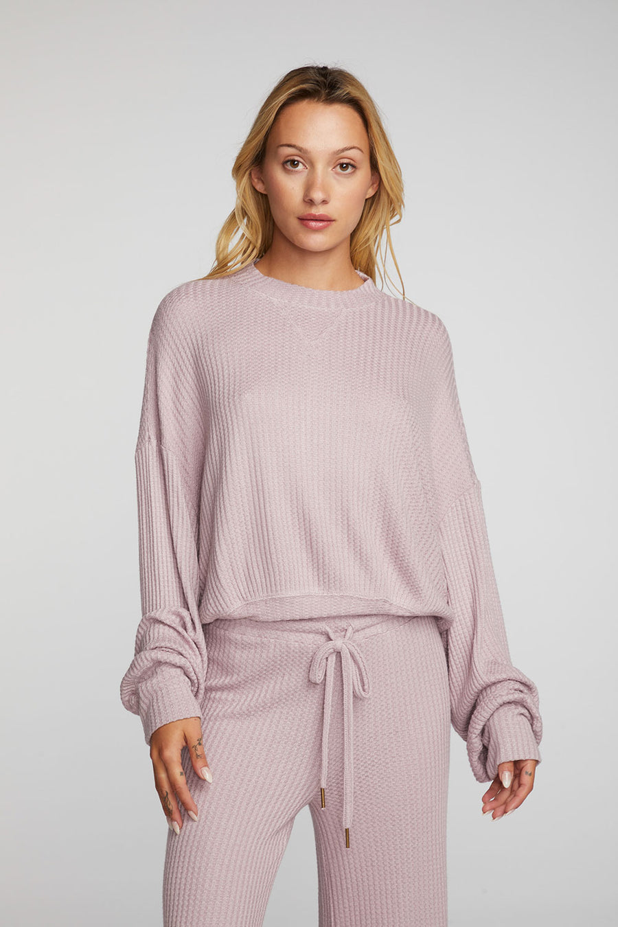 Thermal Waffle Long Sleeve Pullover Womens chaserbrand