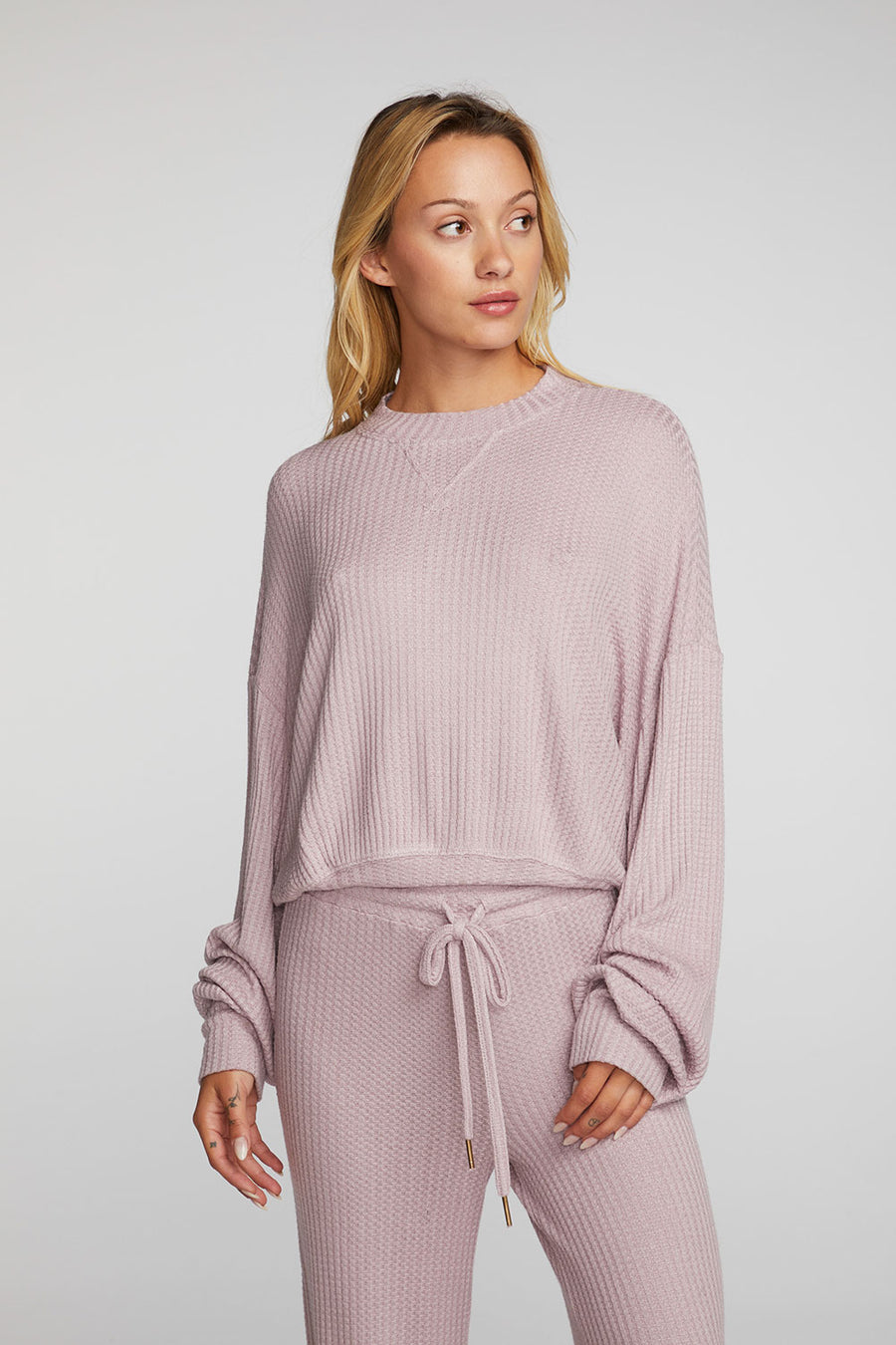 Thermal Waffle Long Sleeve Pullover Womens chaserbrand