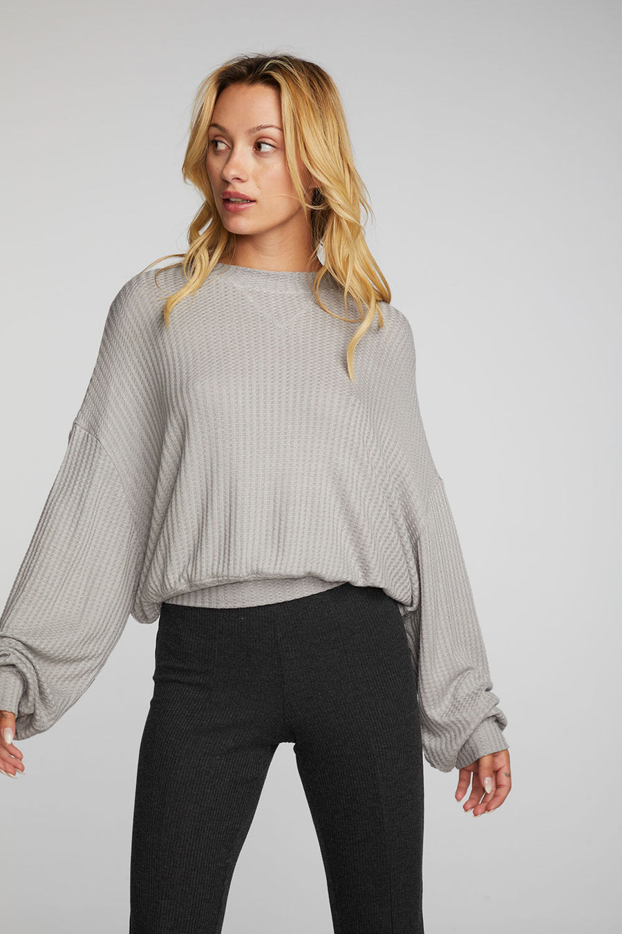 Thermal Waffle Long Sleeve Pullover Womens chaserbrand