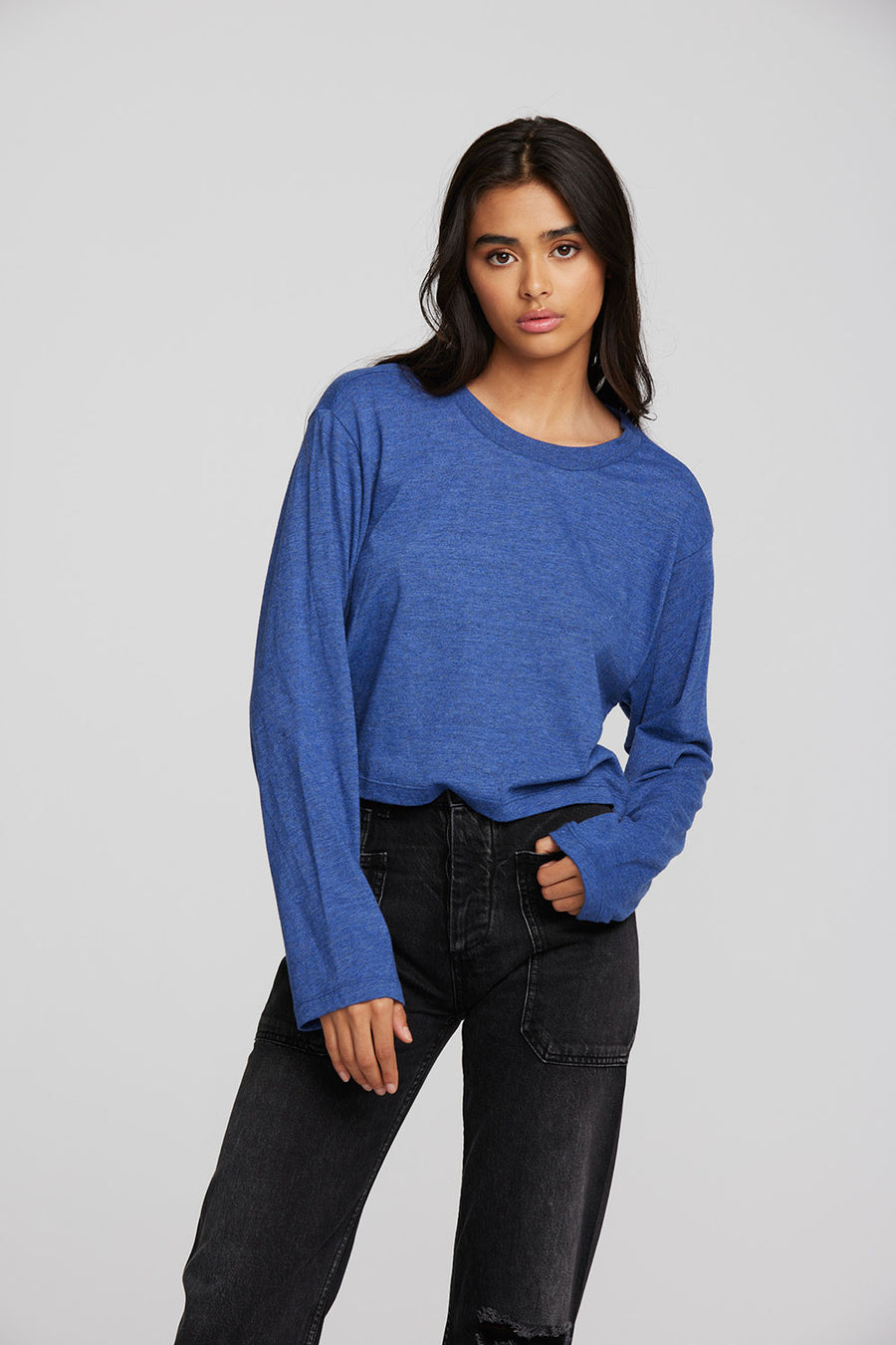 Triblend Cropped Long Sleeve Tee Womens chaserbrand