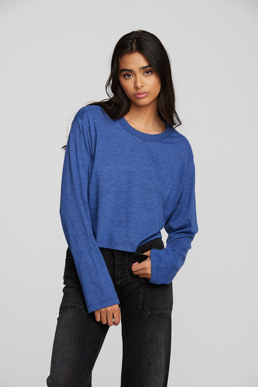 Triblend Cropped Long Sleeve Tee Womens chaserbrand