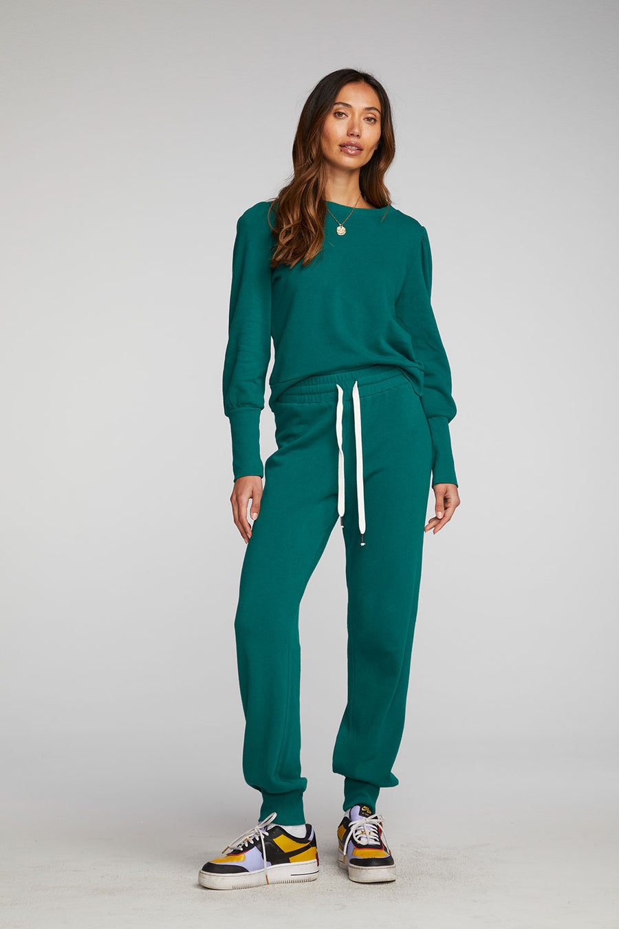 Cotton Fleece Puff Sleeve Pullover Womens chaserbrand