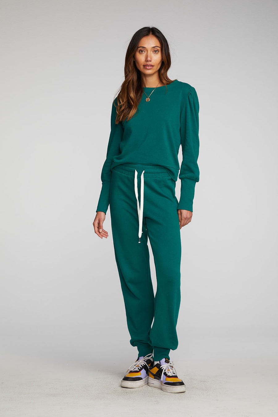 Cotton Fleece Puff Sleeve Pullover Womens chaserbrand