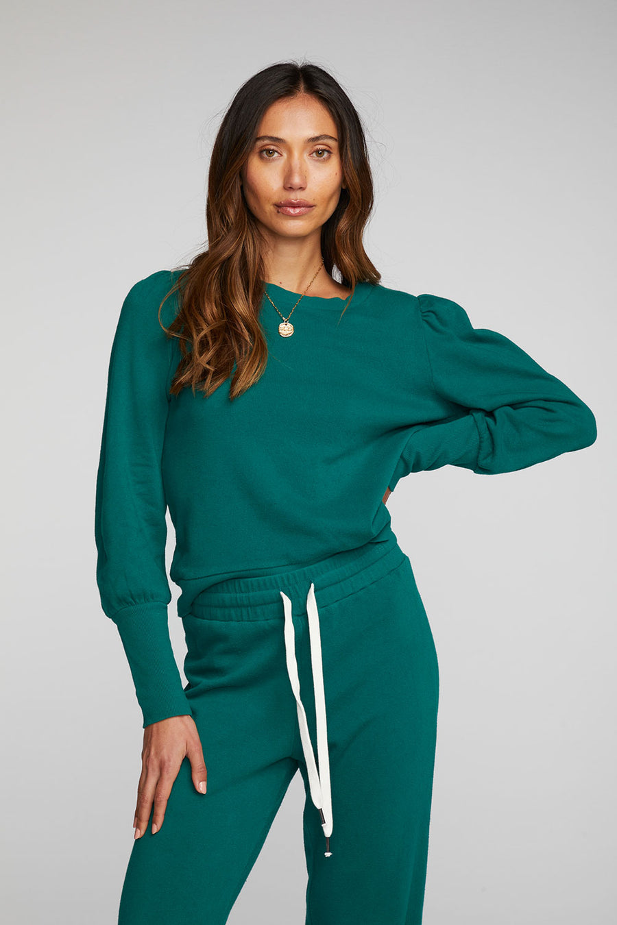 Cotton Fleece Puff Sleeve Pullover Womens chaserbrand