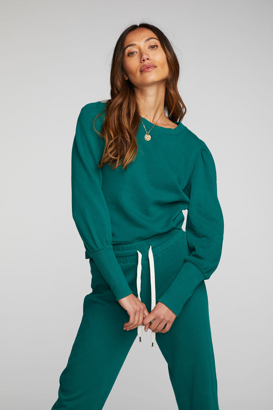 Cotton Fleece Puff Sleeve Pullover Womens chaserbrand