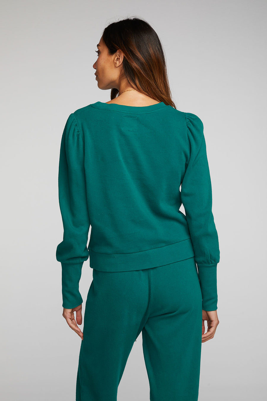 Cotton Fleece Puff Sleeve Pullover Womens chaserbrand