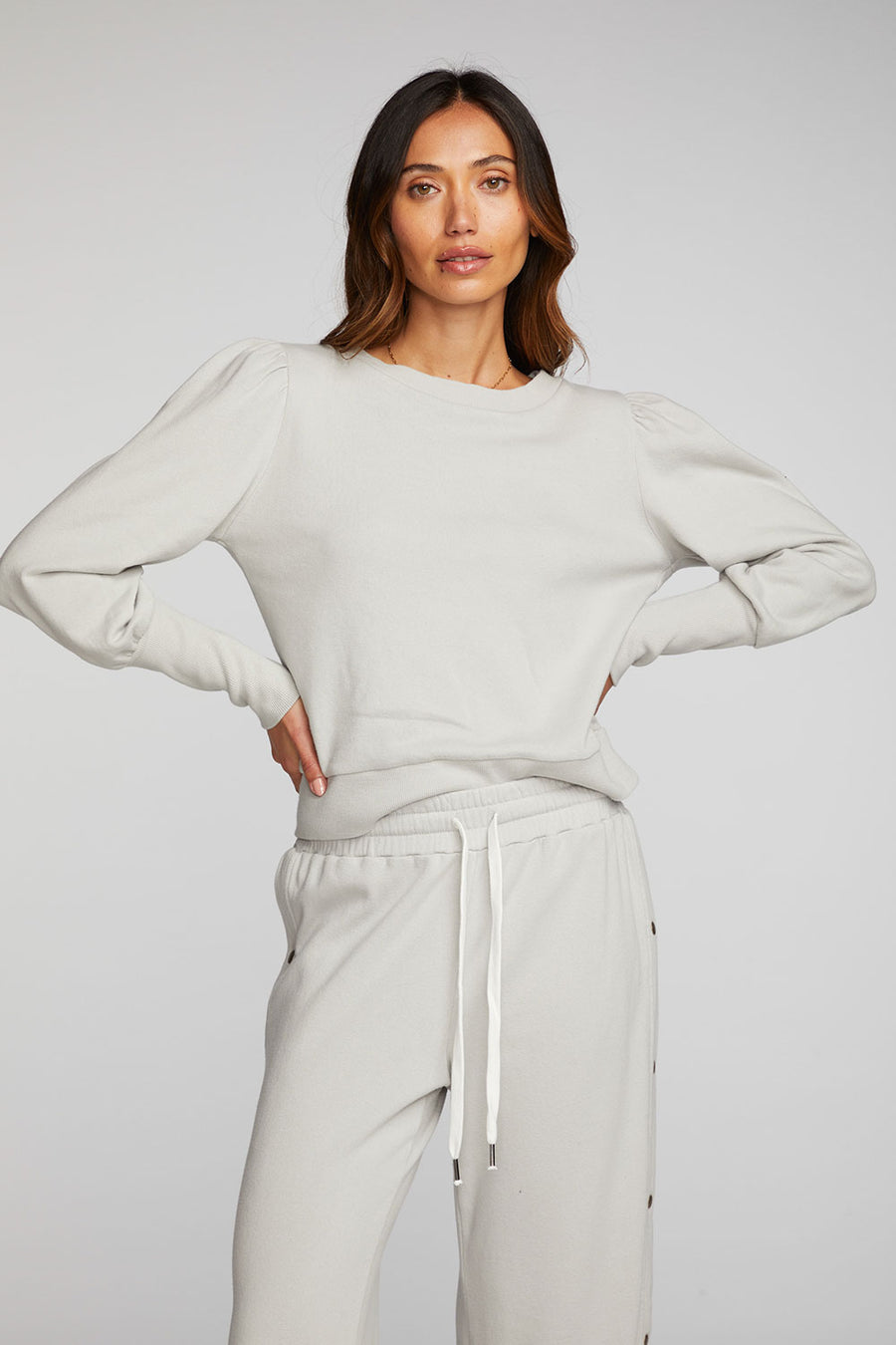 Cotton Fleece Puff Sleeve Pullover Womens chaserbrand