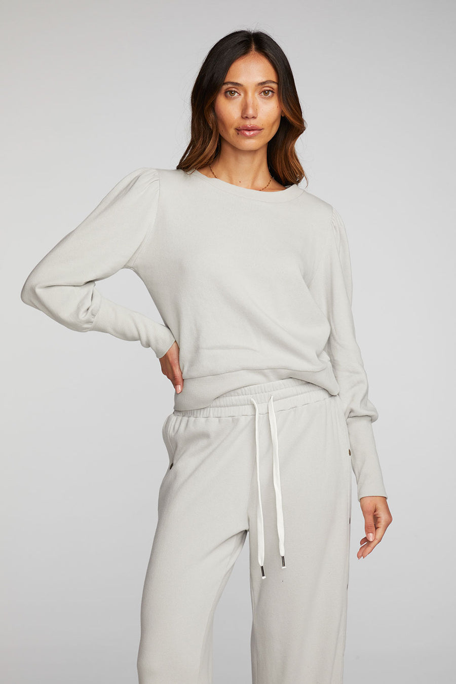 Cotton Fleece Puff Sleeve Pullover Womens chaserbrand