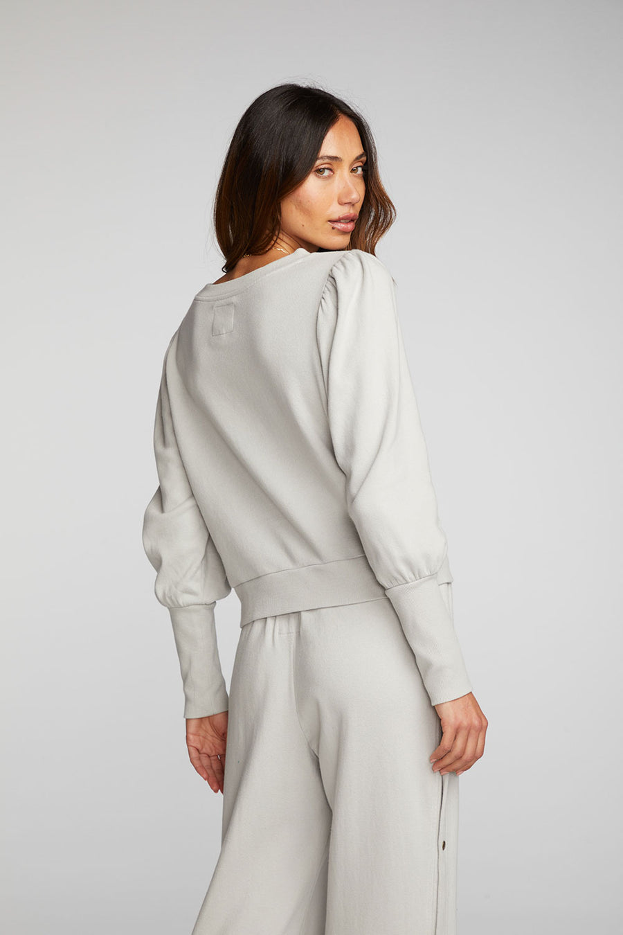 Cotton Fleece Puff Sleeve Pullover Womens chaserbrand
