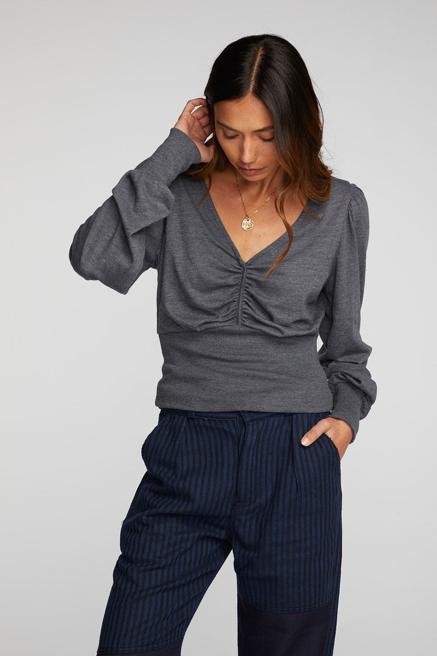 Triblend V-neck Long Sleeve Blouse Womens chaserbrand