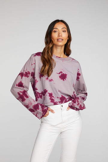 Cotton Jersey Cropped Long Sleeve Tee Womens chaserbrand
