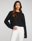 Cotton Jersey Cropped Long Sleeve Tee Womens chaserbrand