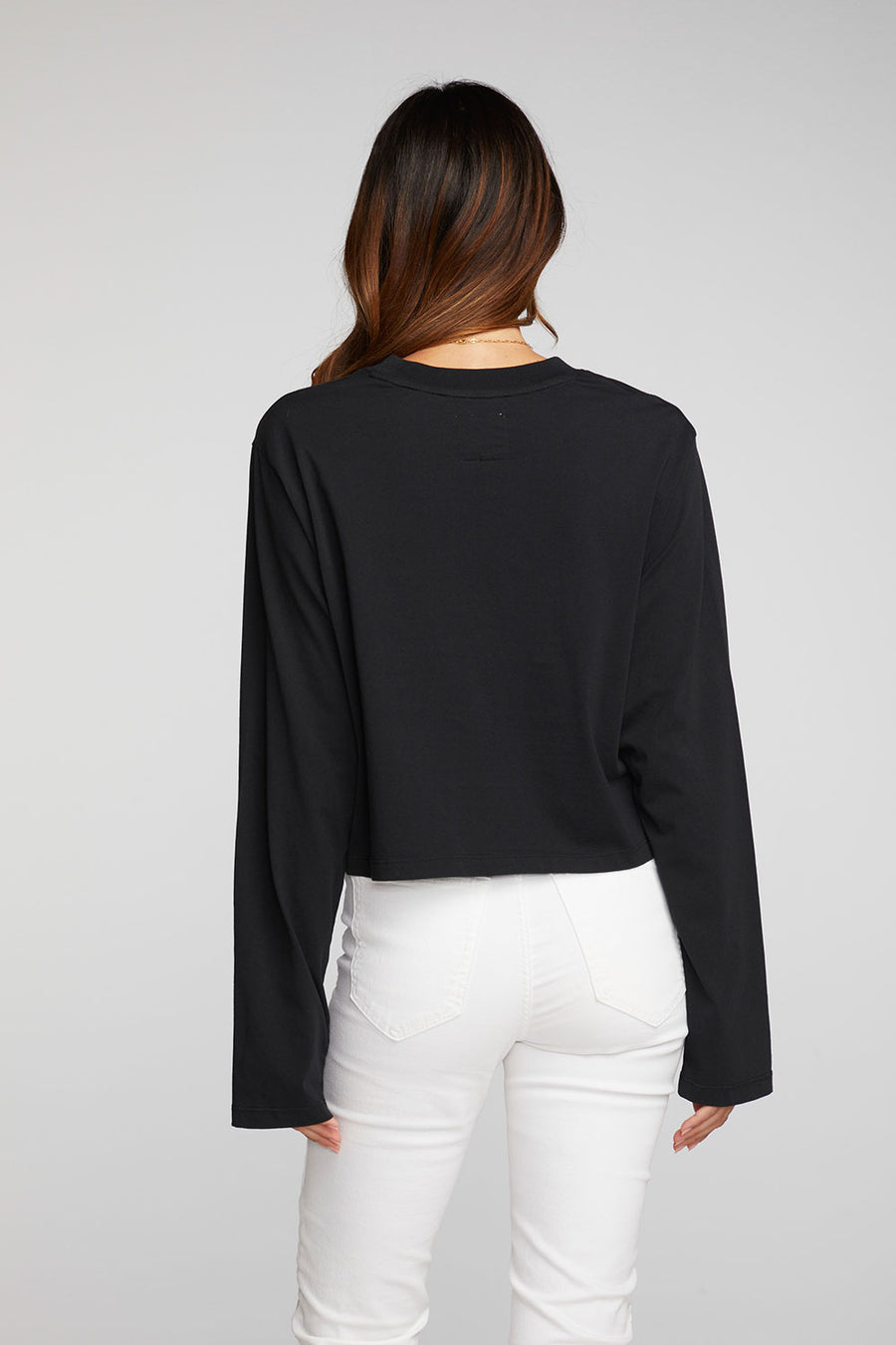 Cotton Jersey Cropped Long Sleeve Tee Womens chaserbrand