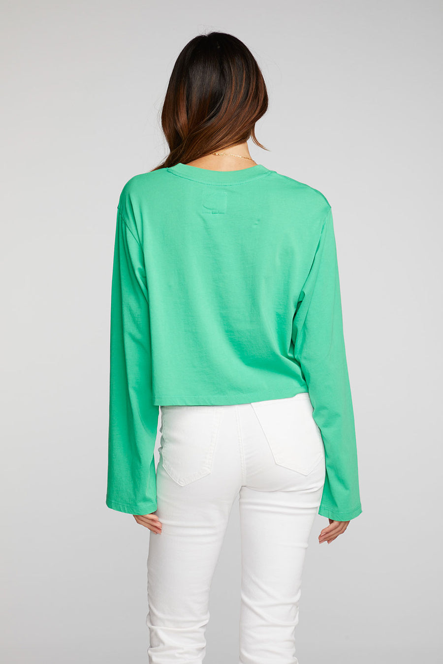Cotton Jersey Cropped Long Sleeve Tee Womens chaserbrand