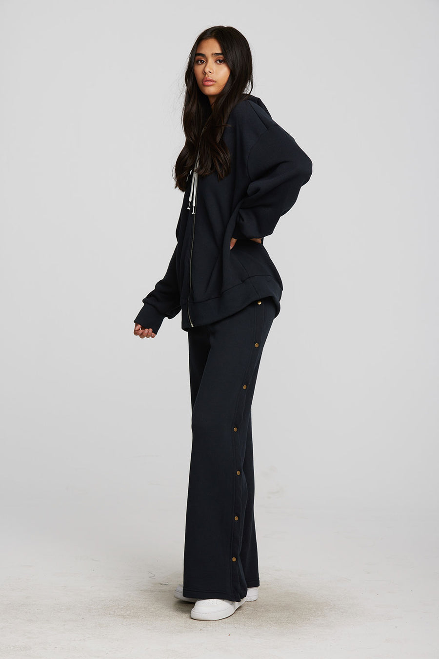Zuma Cotton Terry Wide Leg Joggers with Button Side Seam Womens chaserbrand