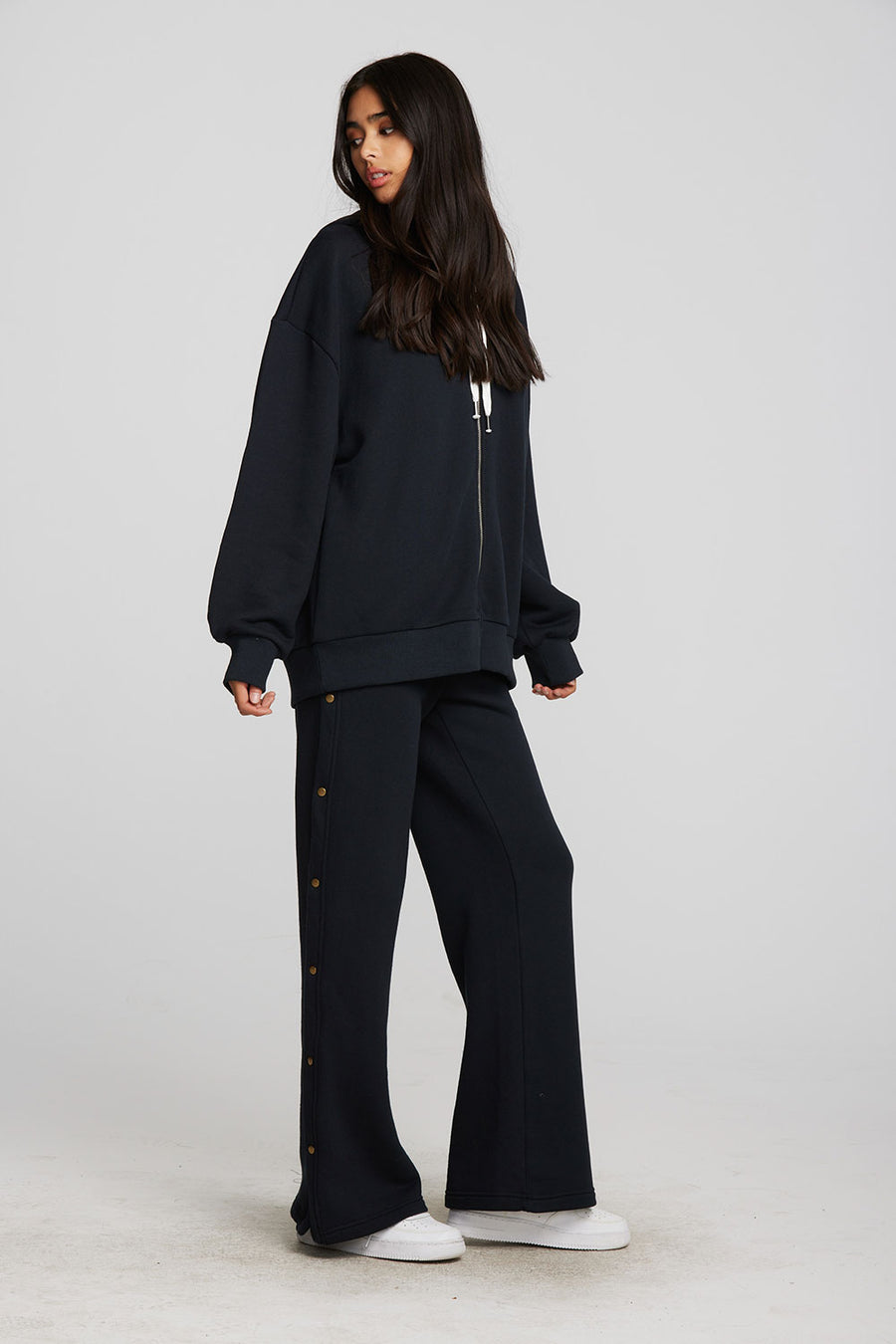 Zuma Cotton Terry Wide Leg Joggers with Button Side Seam Womens chaserbrand