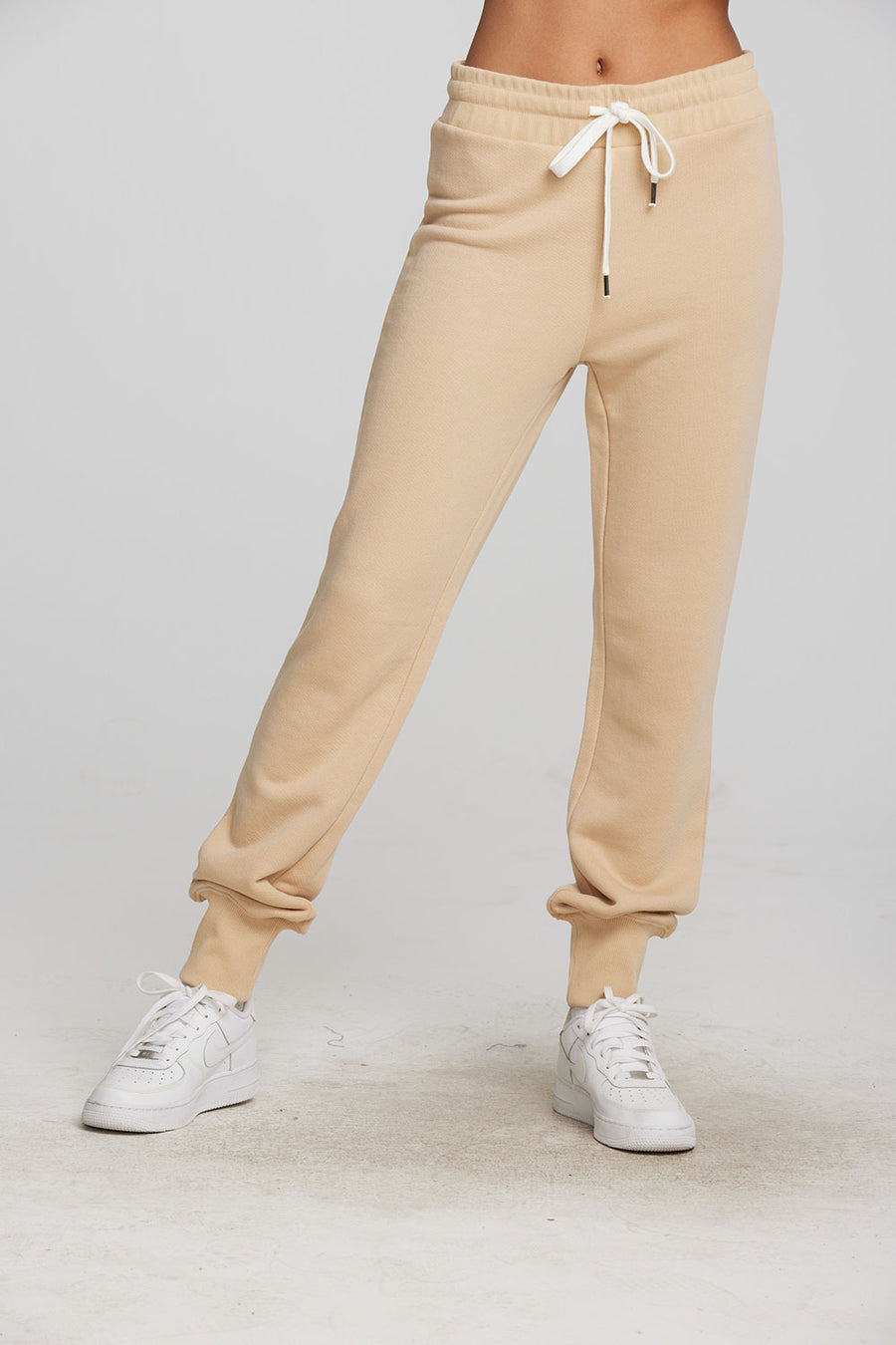 Zuma Cotton Terry Joggers with Rib And Shoestring Tie Womens chaserbrand