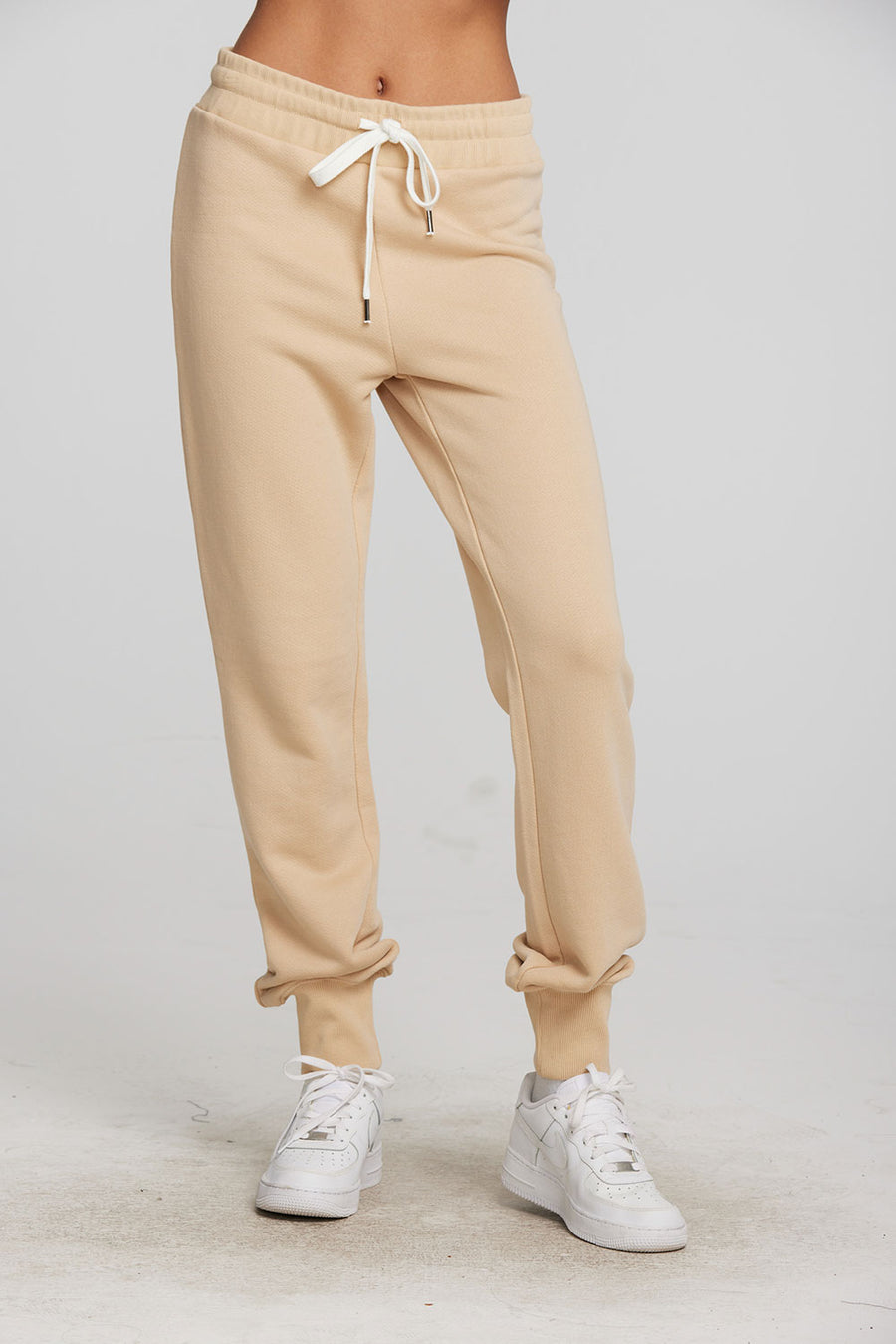 Zuma Cotton Terry Joggers with Rib And Shoestring Tie Womens chaserbrand