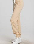 Zuma Cotton Terry Joggers with Rib And Shoestring Tie Womens chaserbrand