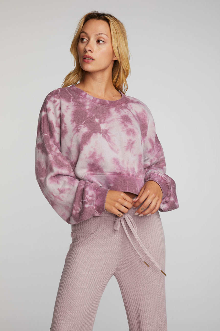 Zuma Cotton Terry Cropped Crewneck Pullover Womens chaserbrand