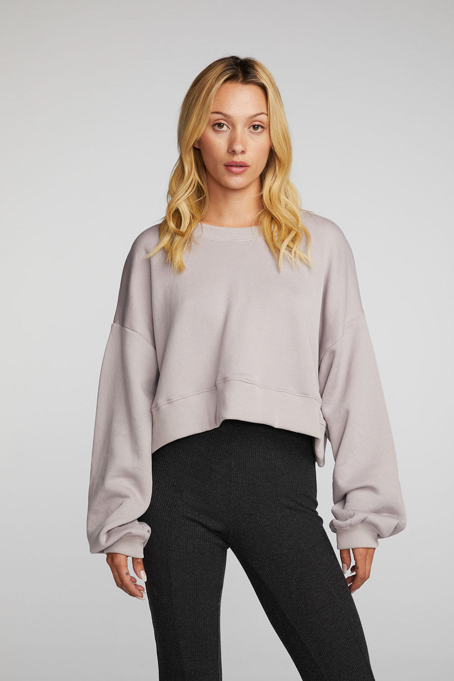 Zuma Cotton Terry Cropped Crewneck Pullover Womens chaserbrand