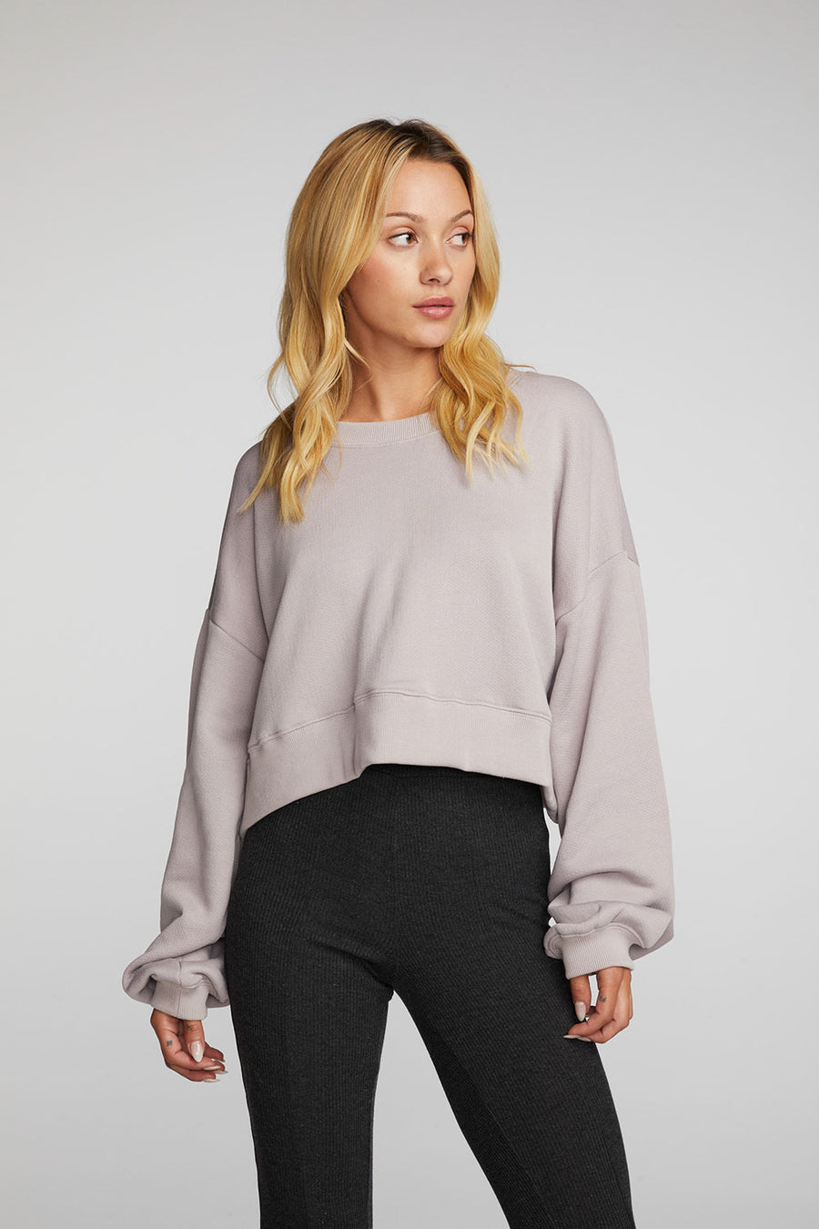 Zuma Cotton Terry Cropped Crewneck Pullover Womens chaserbrand