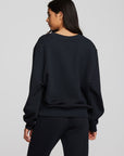 Zuma Cotton Terry Crewneck Pullover with Distressed Detail Long Sleeve Womens chaserbrand