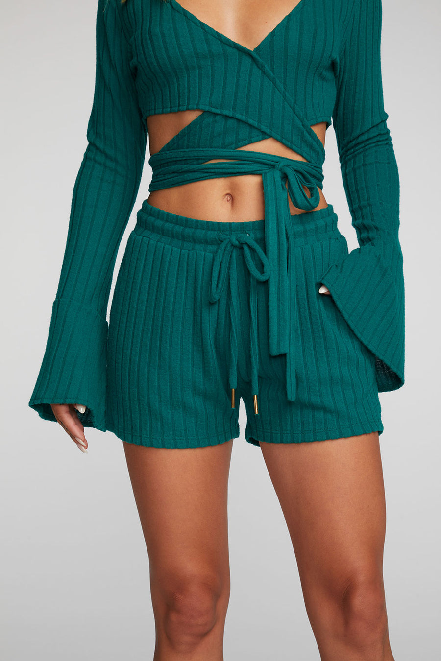 Poor Boy Rib Shorts with Shoestring Tie Womens chaserbrand