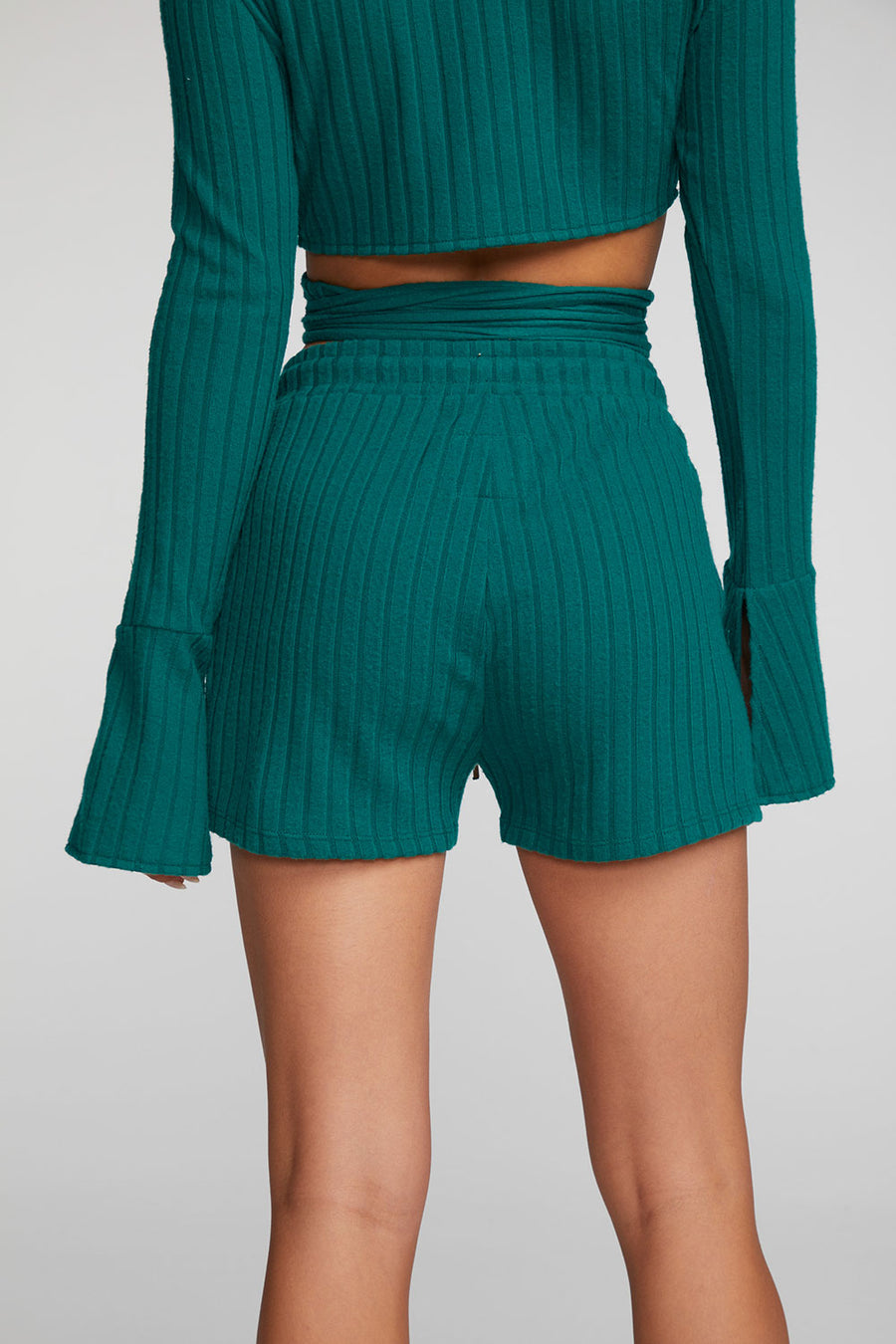 Poor Boy Rib Shorts with Shoestring Tie Womens chaserbrand