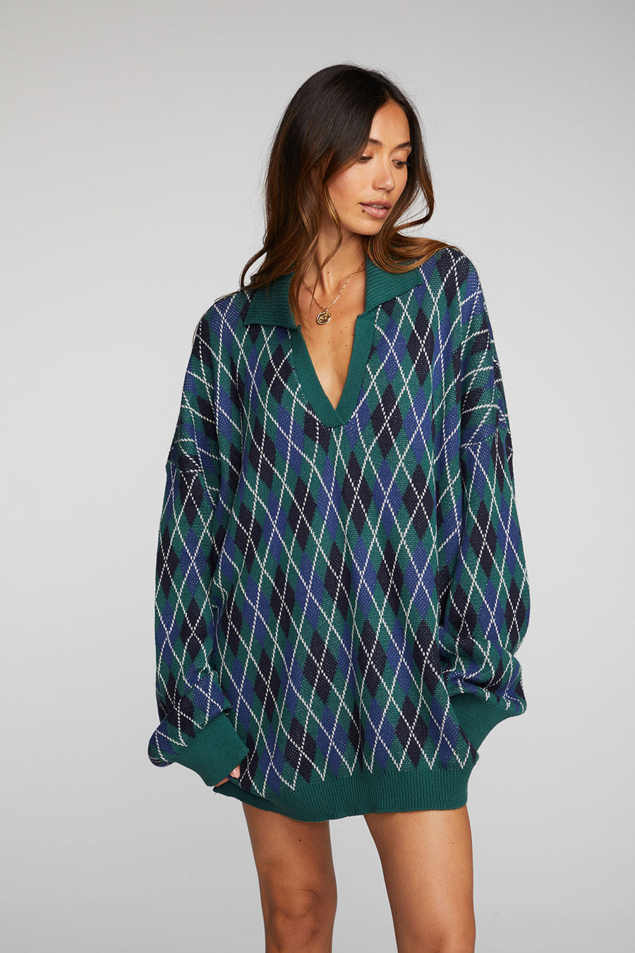 Argyle Knit Sweater Womens chaserbrand