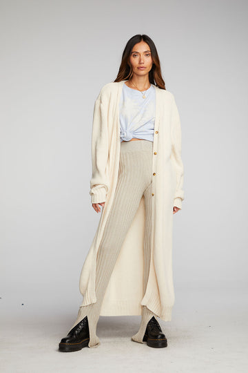 Chenille Cotton Sweater Knit Button Down Long Cardigan Womens chaserbrand