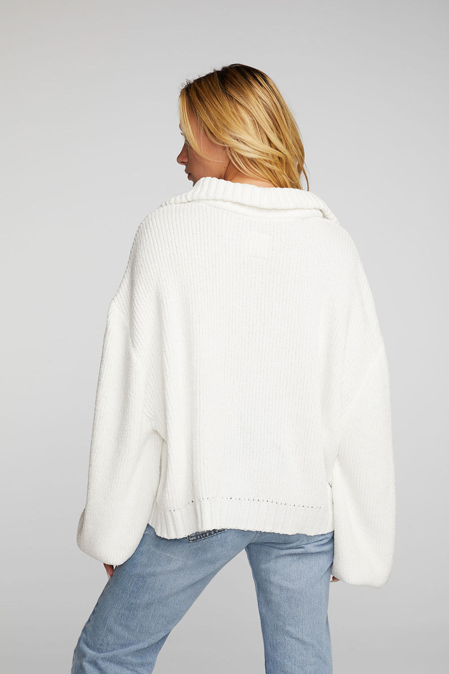 Chenille Cotton Sweater Knit Half Zip Pullover Womens chaserbrand