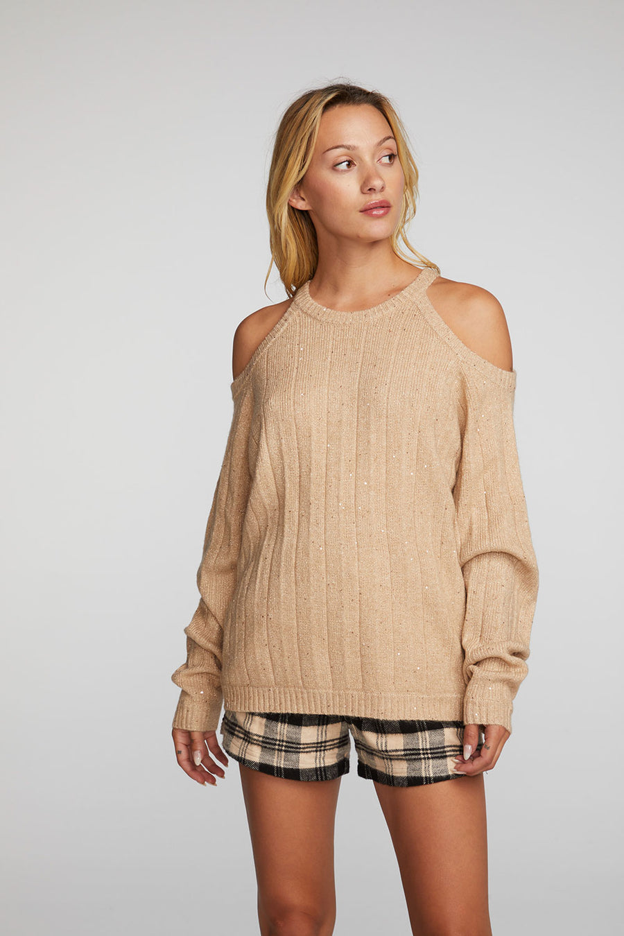 Sequin Knit Cold Sweater –