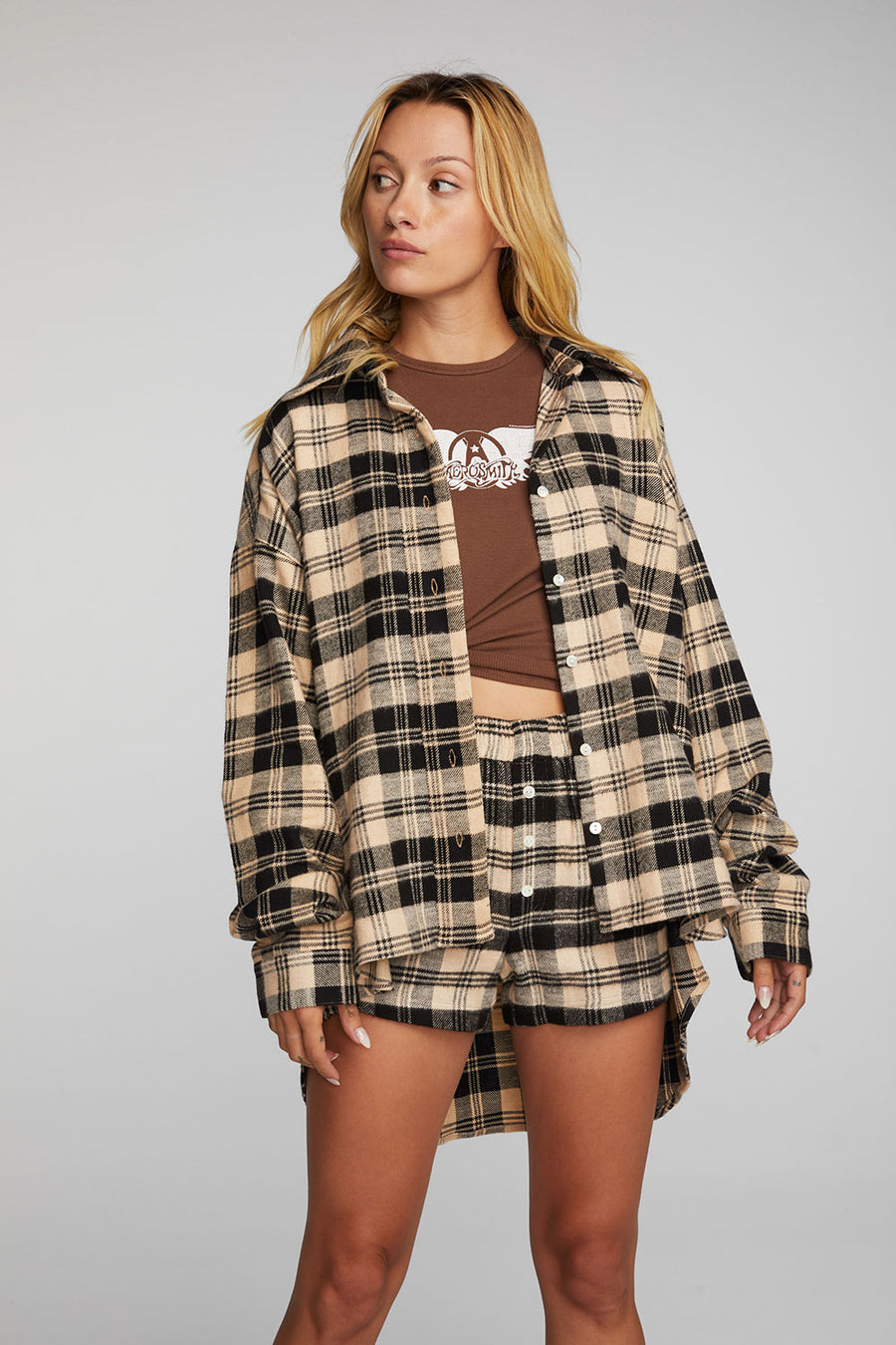 Flannel Long Sleeve Button Down Shirt Womens chaserbrand