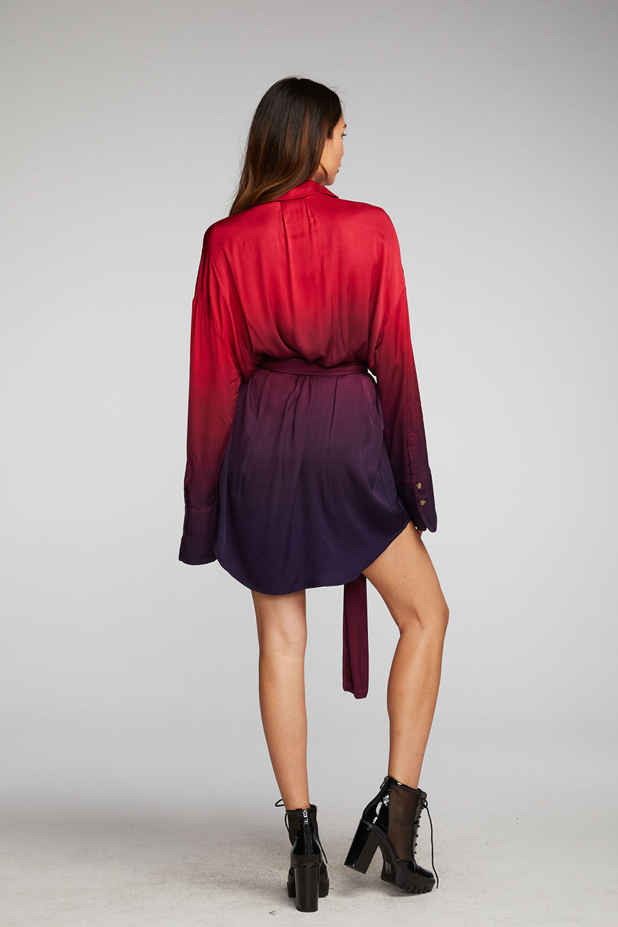 Stretch Silky Woven Shirt Dress Womens chaserbrand