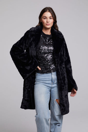 Sequin Faux Fur Coat Womens chaserbrand