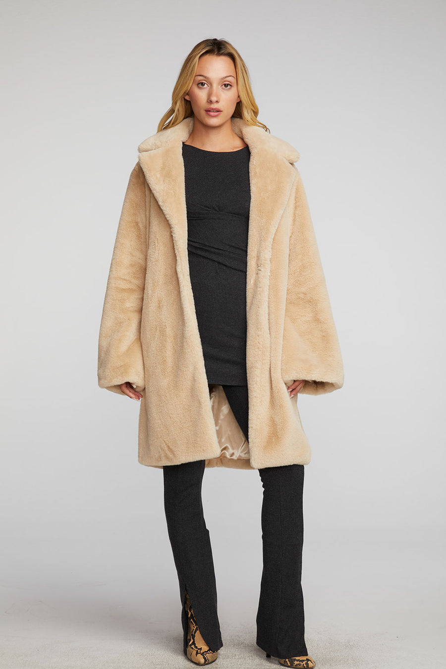 Sequin Faux Fur Coat Womens chaserbrand