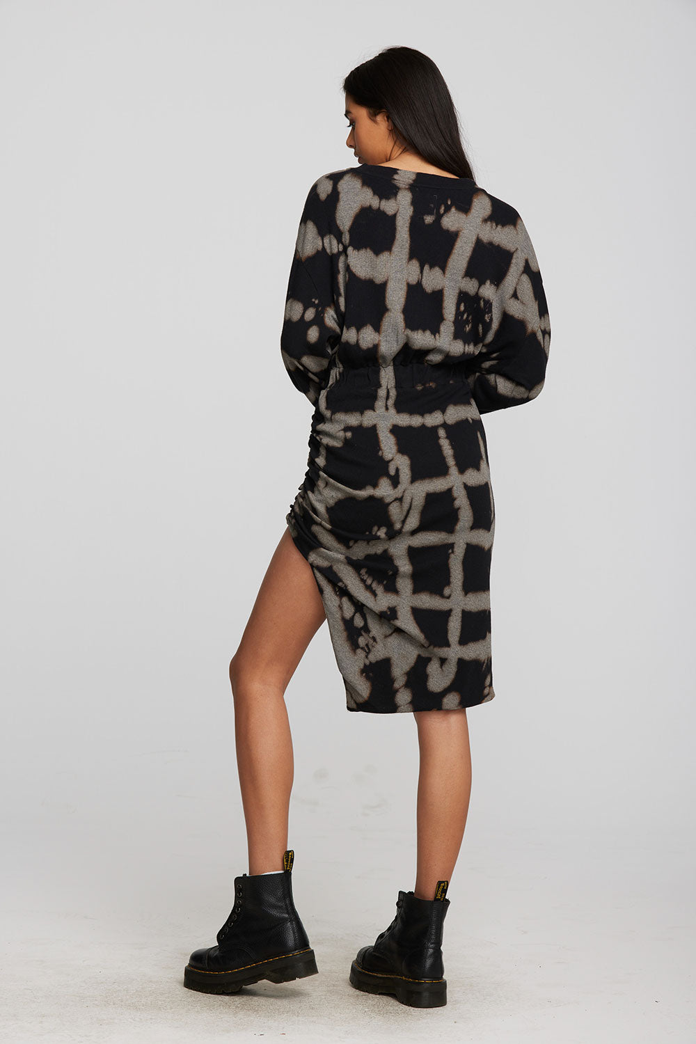 Recycled Vintage Rib Midi Dress with Shirring And Side Slit Womens chaserbrand