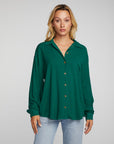 Rayon Woven Long Sleeve Button Down Womens chaserbrand