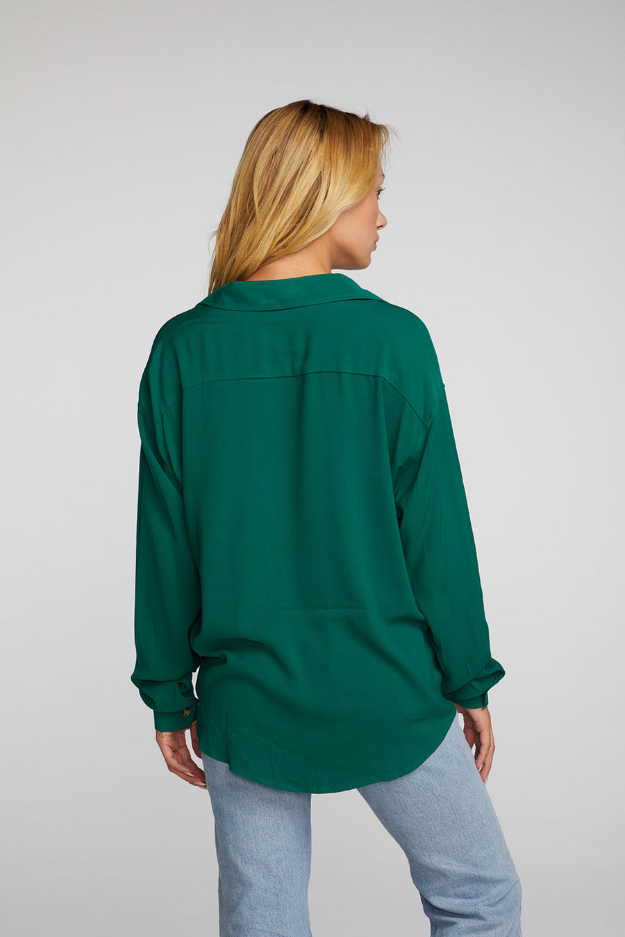 Rayon Woven Long Sleeve Button Down Womens chaserbrand