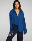 Rayon Woven Long Sleeve Button Down Womens chaserbrand
