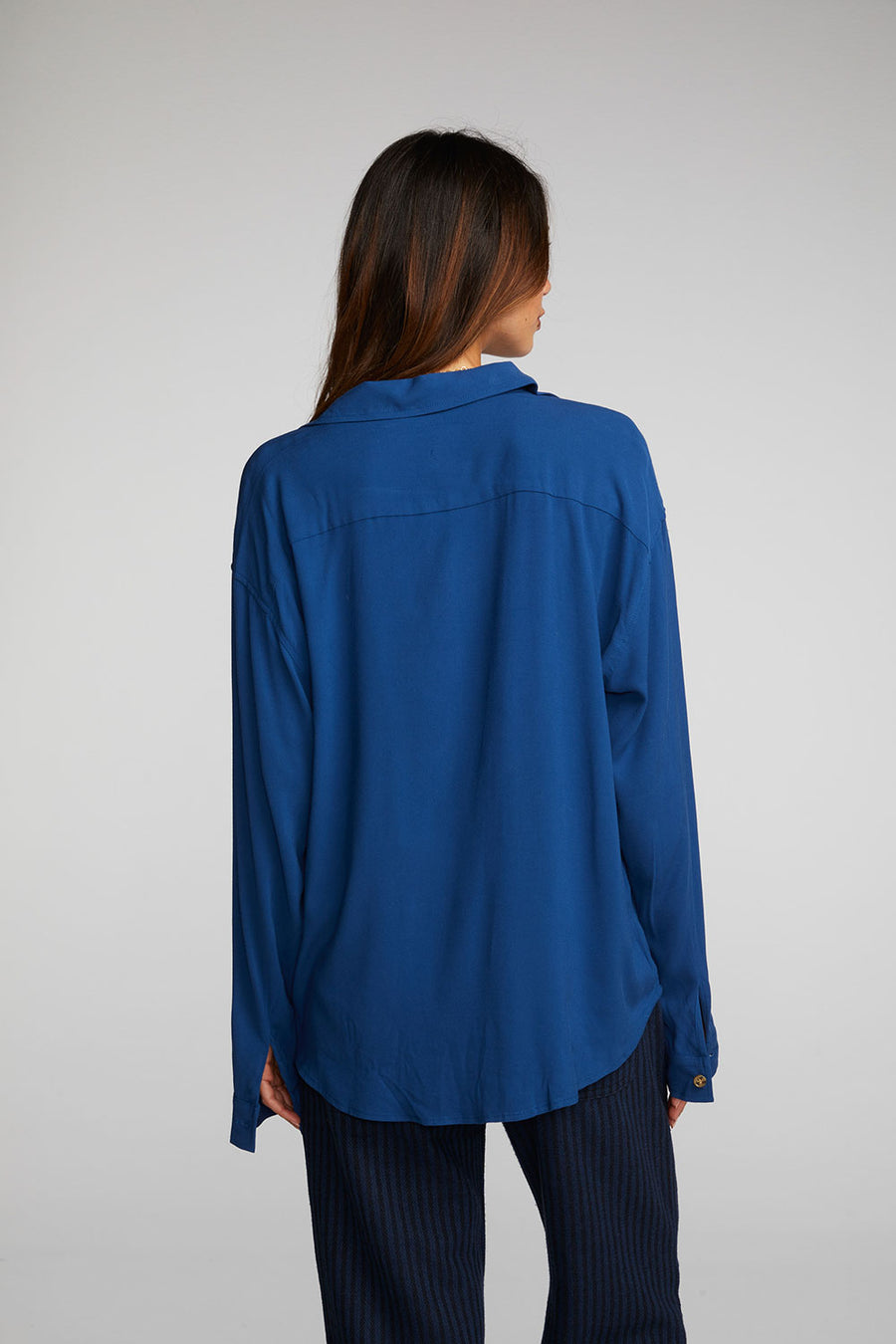 Rayon Woven Long Sleeve Button Down Womens chaserbrand